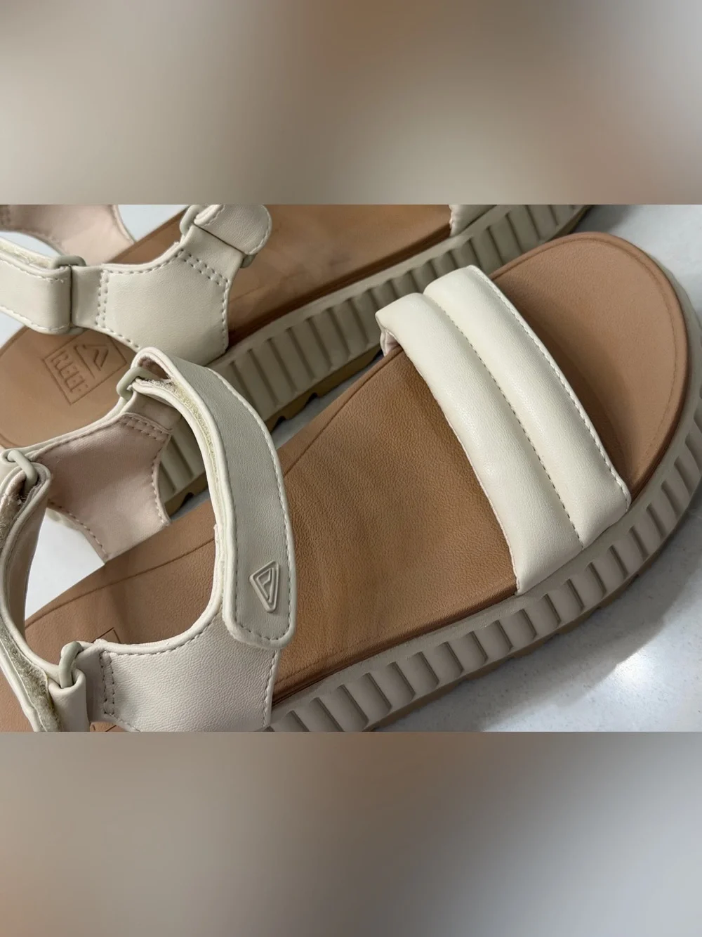 REEF Vista Higher Raya Platform Sandals Vintage Sand Cream Chunky Summer 9